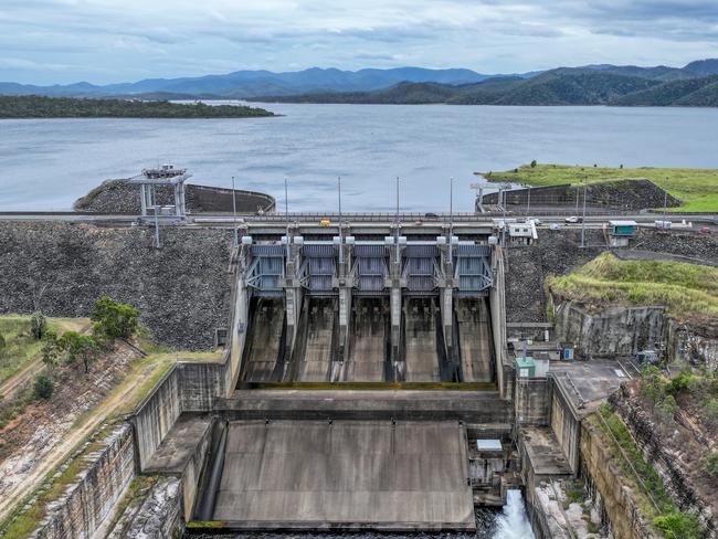 Aerial view of Wivenhoe Dam at 86.3% ahead of Cyclone Alfred. Photo - Peter Wallis