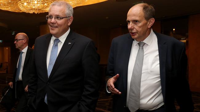 Prime Minister Scott Morrison and Grant King. Picture: James Croucher