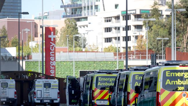 Ambulances at the Royal Adelaide Hospital. Picture: NCA NewsWire/Kelly Barnes