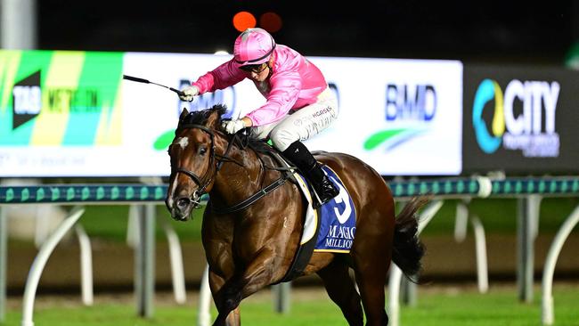 Vein Girl wins The Debut for trainers Chris and Corey Munce and jockey Cejay Graham. Picture: Grant Peters - Trackside Photography