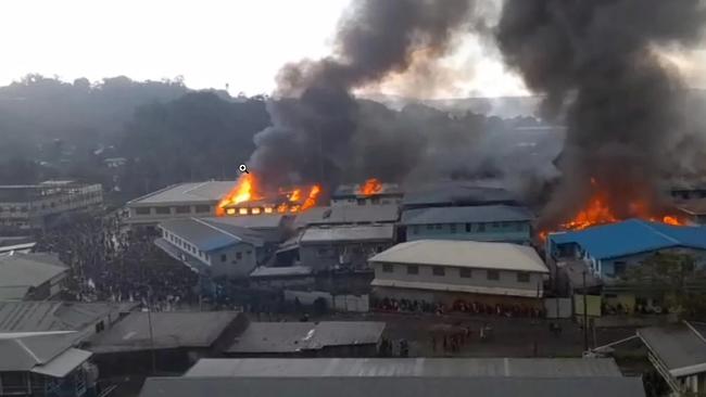 Fires raging during the Solomon Island riots.