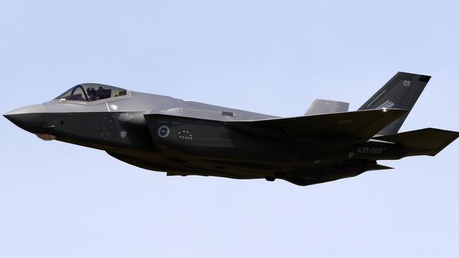 An F-35A Joint Strike Fighter arrives at Williamtown RAAF base. Picture: Darren Pateman/AAP