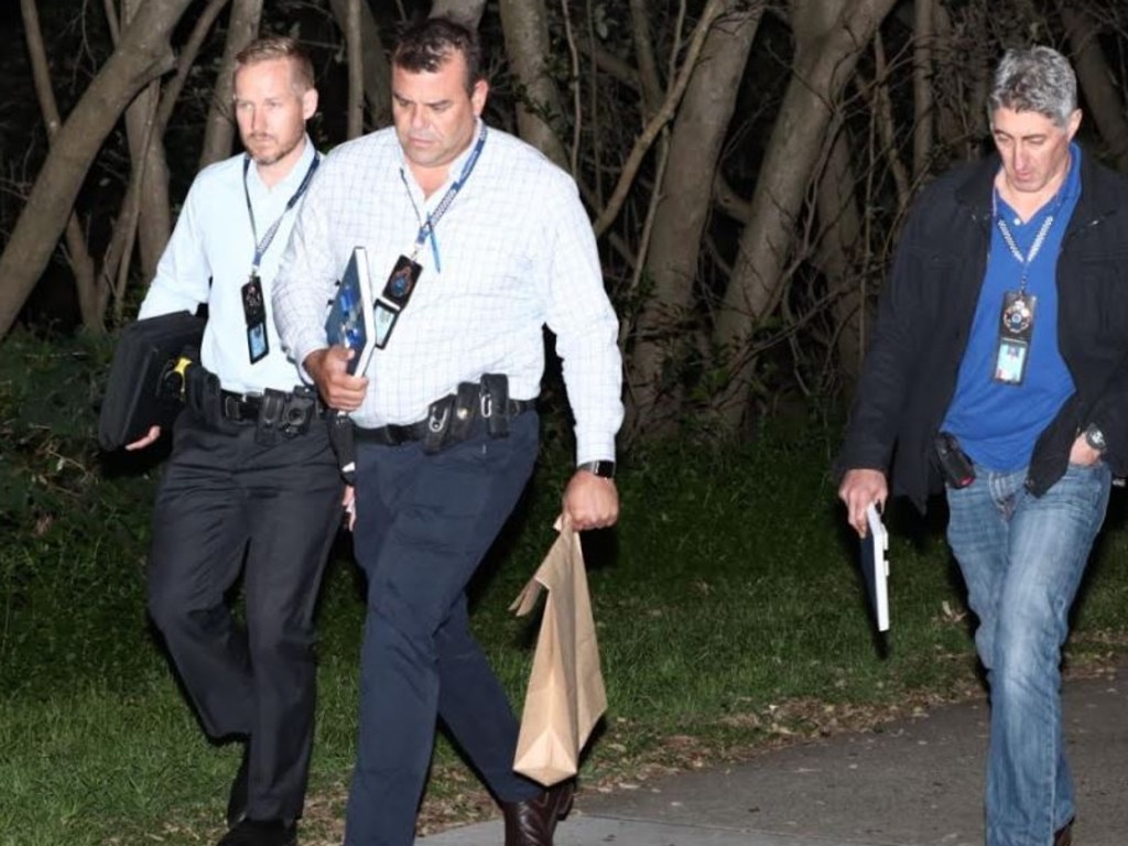 Police at the scene off Deshon Street in Brisbane's inner suburbs. Picture: David Clark