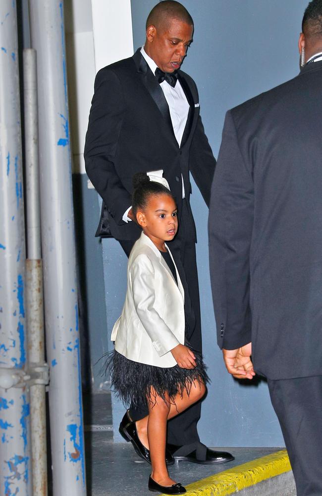 Jay-Z and Blue Ivy depart the CFDA Awards in New York City.