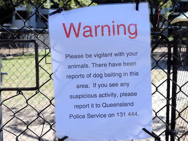 A warning sign at New Farm Park yesterday. Picture: Richard Gosling/AAP