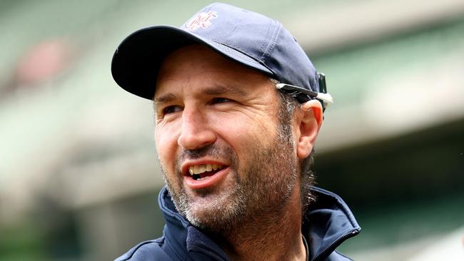 MELBOURNE, AUSTRALIA - DECEMBER 23: MCG Head Curator Matt Page speaks to the media ahead of an Australia Men's Test Squad training session at Melbourne Cricket Ground on December 23, 2024 in Melbourne, Australia. (Photo by Josh Chadwick/Getty Images)