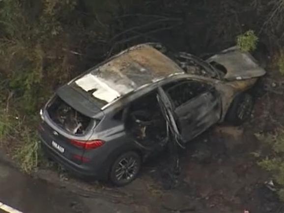 The major highway remained closed in both directions four hours after the crash. Picture: 9News