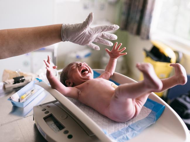 Photographer Stefanie Plum said having a birth photographer gives parents the opportunity to remember moments of the birth that may otherwise be forgotten. Peta Dempster and Dan Sutherland welcomed their baby Mason in 2017. Picture: Stefanie Plum Photography