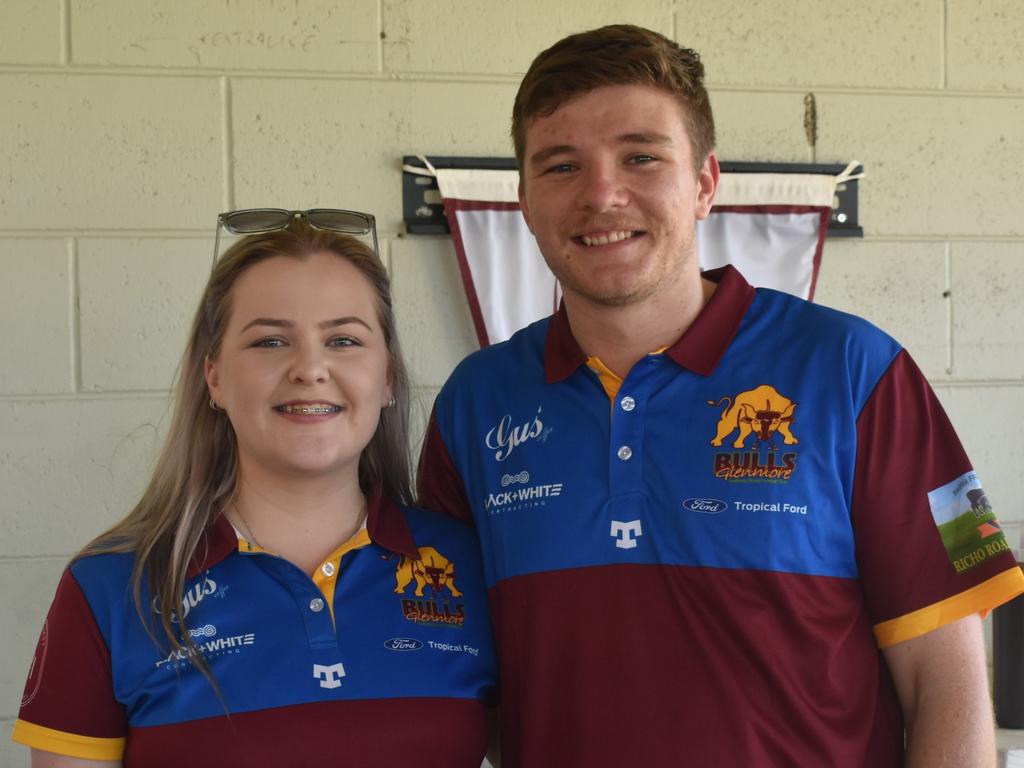 Nykeira Atherton and Lachlan Mathers at the AFL Capricornia senior grand final day at Stenlake Park, Rockhampton, on August 31, 2024.