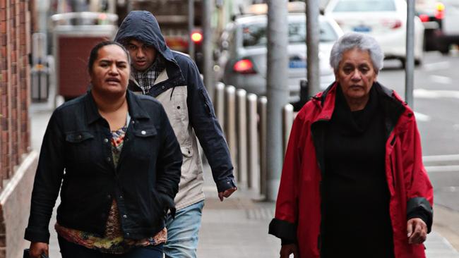 Road rager Chances Moana with his supporters entering Manly Local Court. Picture: Adam Yip / Manly Daily