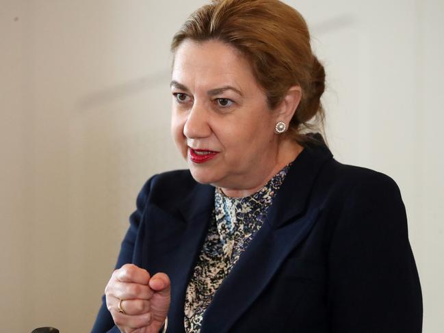 Premier Annastacia Palaszczuk addresses a media conference on Monday following her return from Europe. Picture: Liam Kidston