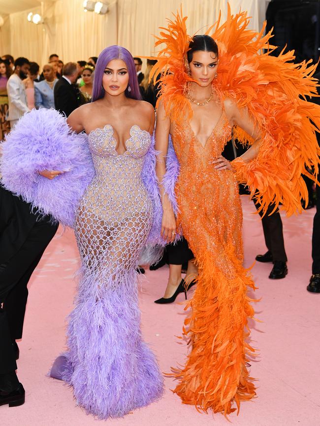 Kylie Jenner and Kendall Jenner wearing matching Versace. Picture: Getty Images