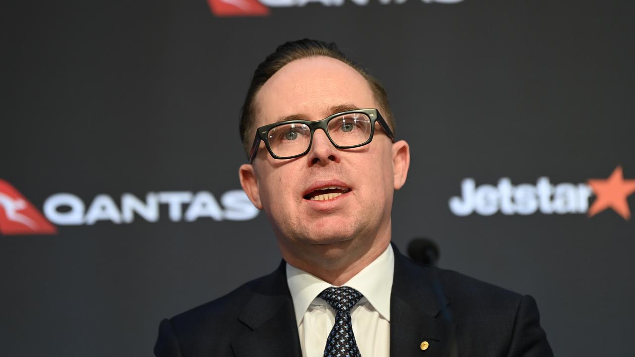 Qantas boss Alan Joyce says the airline is confident international flights will gradually return from December. Picture: NCA NewsWire / Jeremy Piper