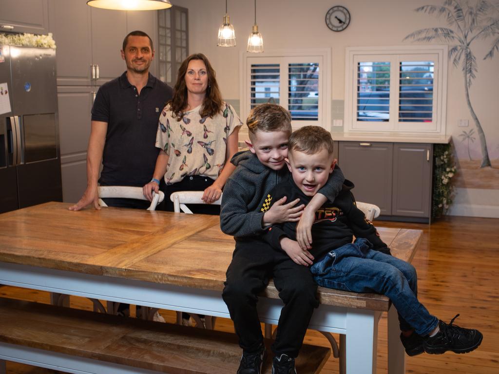 Adam and Natalie Ayliff with their sons Leo (6) and Max (3). Picture: Julian Andrews