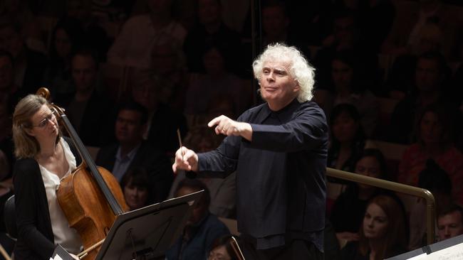 Sir Simon Rattle conducting the London Symphony Orchestra at Sydney Opera House. Picture: Jay Patel