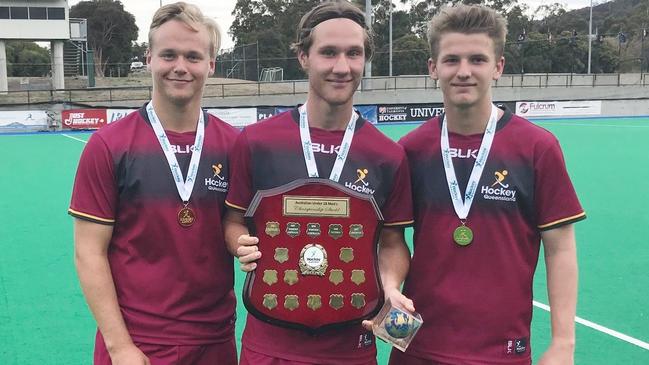 Pine Rivers St Andrews players from the winning Queensland Zac Profke, Liam Hart and Cooper Johnson. Photo: Greg Hart for Pine Rivers