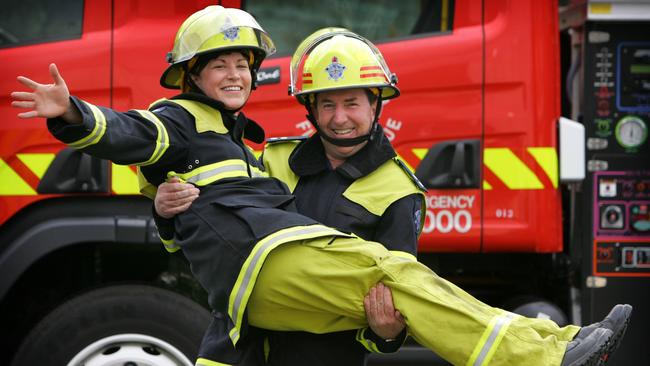 Fifth generation firefighter Rachel Cowling with her father Tony Cowling. She learned her love for firefighting from him.