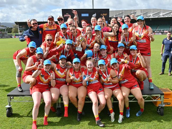 Meander Valley celebrates last year’s premiership. Picture: Scott Gelston / Solstice Digital