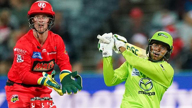 Usman Khawaja smashes a ball to the boundary. Picture: AAP Images