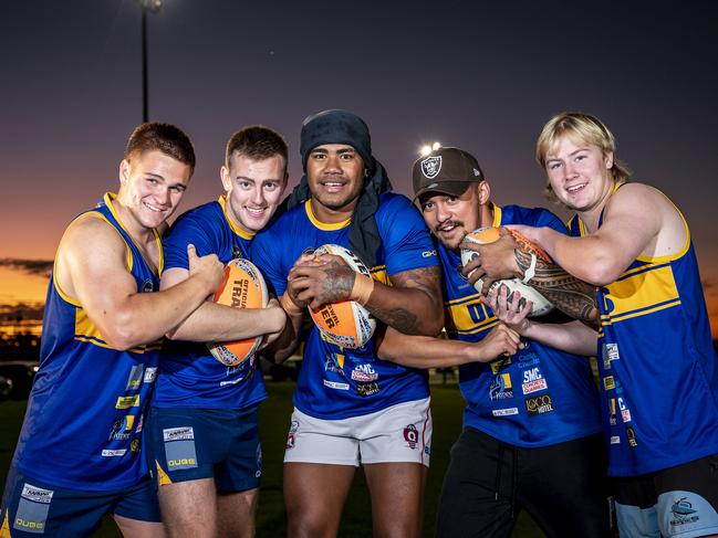 Tuesday 3rd May 2022Junee NSWLocal Rugby League players at Laurie Daley Oval.Will McDermott 17yrs, Seb Mc 20yrs, Ratu Saurara 24yrs, James Strickland 22yrs, Jack McCarthy 17yrs.PictureÃs Darren Leigh Roberts