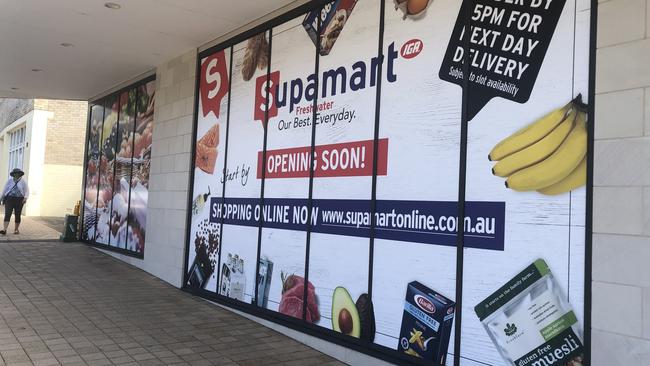 Signage at the site of the long awaited IGA Supamart supermarket in Albert St, Freshwater. Picture: Jim O'Rourke