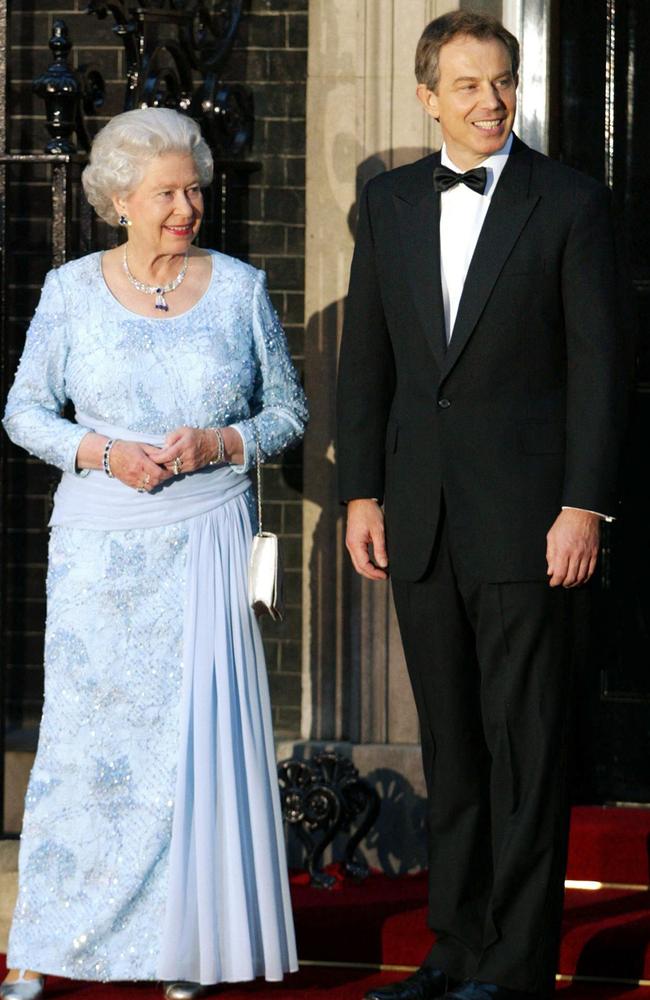 A blue moment with then-British Prime Minister Tony Blair in 2002. Picture: AFP