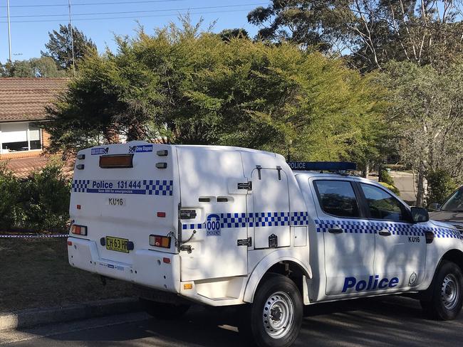 Police officers at the scene of the alleged stabbing in Mt Colah. Picture: AAP