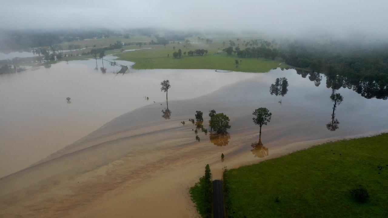 Spectacular drone footage of the flooding near Coutts Crossing as major flooding hit the area by drone photographer Sharn Domatas