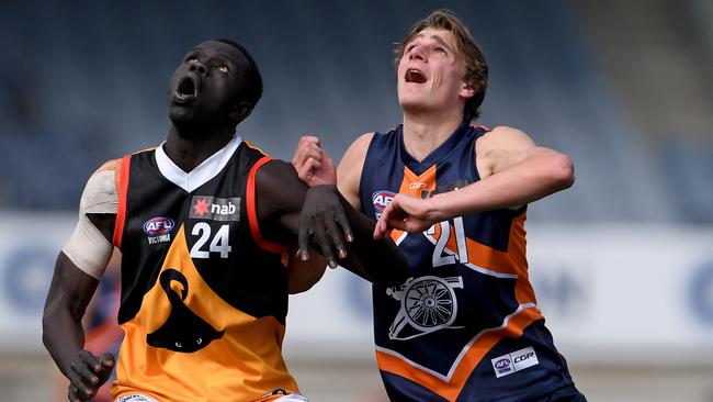 Harrison Jones (right) in action for Calder Cannons. Picture: Andy Brownbill