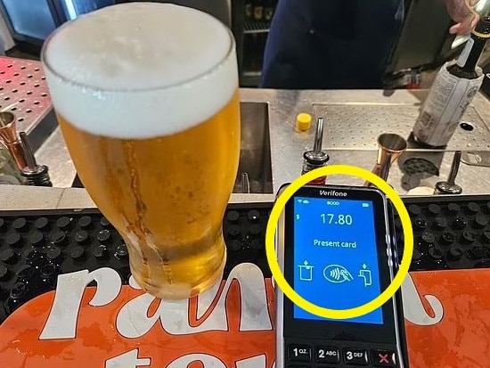 A single image of a beer with a surprising price tag sold at a pub in Sydney has sparked outrage online. Picture: Reddit