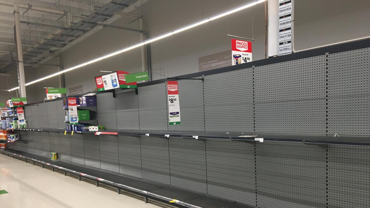 Panic buyers picked the Highfields Woolworths clean on Sunday afternoon.