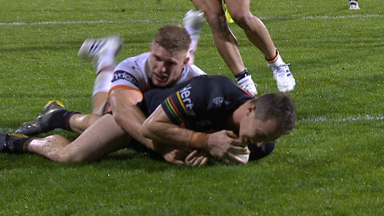 Dylan Edwards scores the crucial try to allow Nathan Cleary to force golden point.