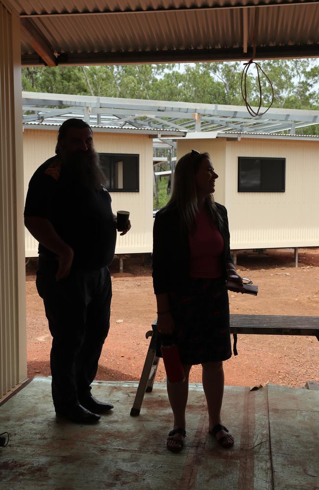 Territory leaders, politicians and bureaucrats on a site tour of the Anindilyakwa Healing Centre, Groote Eylandt on Friday February 2. Picture: Zizi Averill