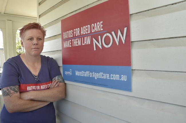 Union member Melynda McArthur was glad to hear the Federal Government had announced a Royal Commission into aged care. September 2018. Picture: Bev Lacey