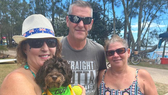 Relle Armstrong, David Whelligan and Jacqui Smyth at Australia Day celebrations for 2023 in Cotton Tree.