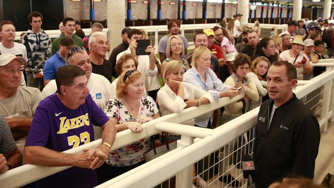 Trainer Chris Waller signed autograpghs and chatted with Winx fans at Randwick. Picture: Getty Images 