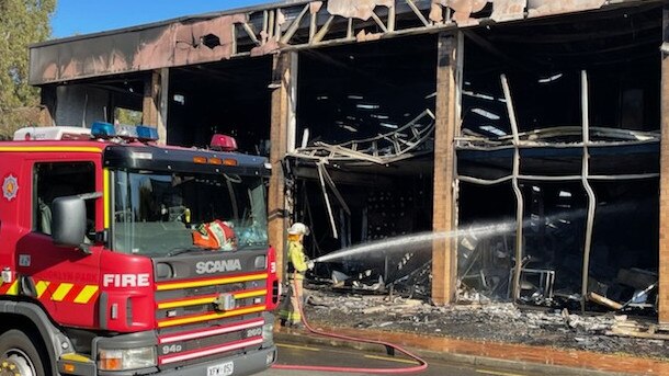 Police and fire crews at the scene of the fire at Edwardstown on Thursday morning. Picture: Dean Martin