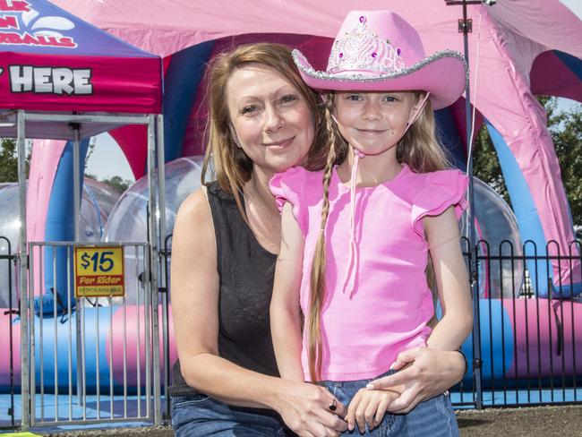 Leisa McMahon and Lola Jannenga. Toowoomba Royal Show. Friday, March 31, 2023. Picture: Nev Madsen.