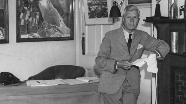 History. Barnes Wallis inventor of the Dam Busters bomb in his study in 1945. Central Press Photo