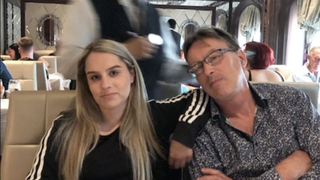 Stephanie Browitt and her father Paul on-board the Ovation of the Seas cruise ship before the tragedy at White Island Volcano in New Zealand. Picture Supplied