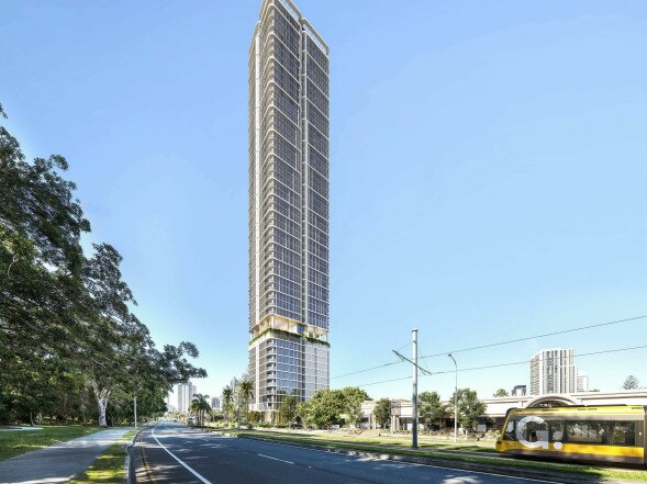 A tower proposed for a development site at 15 Rosewood Ave, Broadbeach on the Gold Coast.