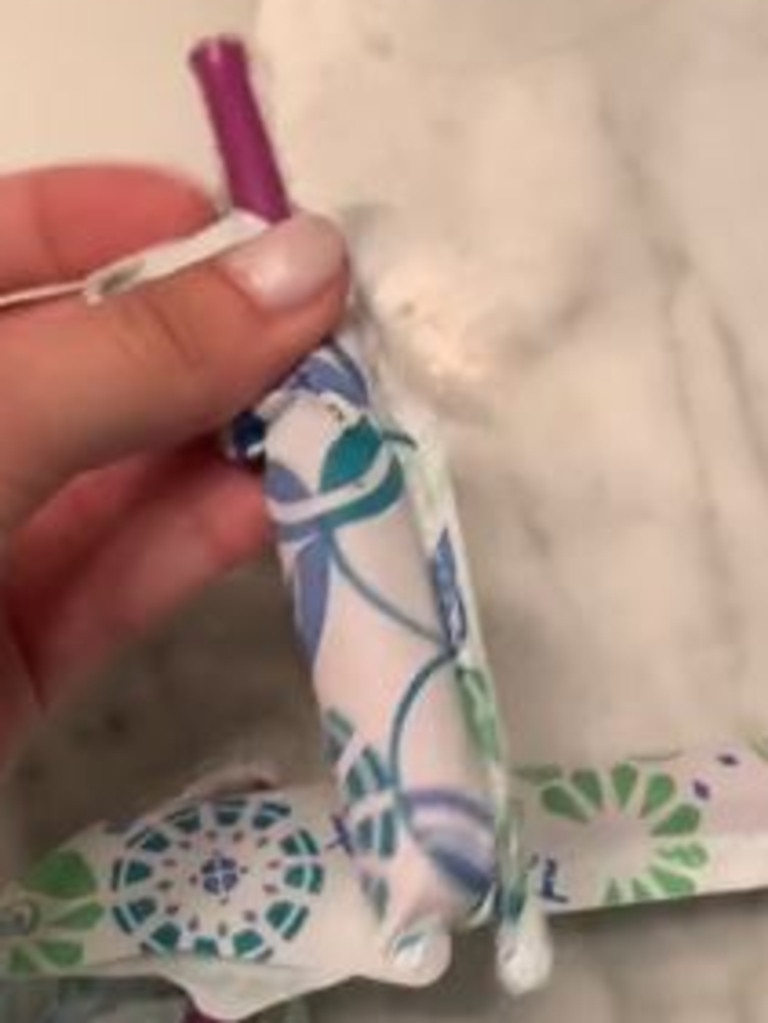 The other tampons in the pack were purple in colour. Picture: TikTok / cealpee