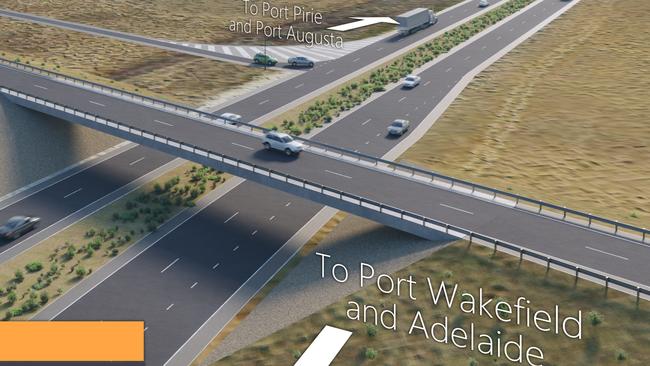 Artists impression of the $124.5 million Port Wakefield overpass project. Picture: DPTI