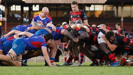 Shute Shield action in a Manly v Norths match. Pic: Karen Watson