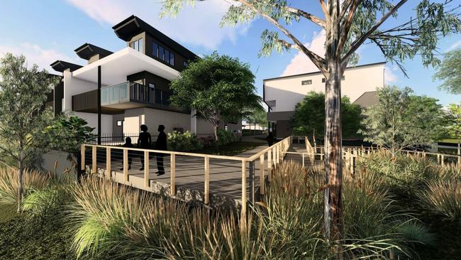 An image showing the communal open space for a proposed townhouse development at 77 Walkers Way, Nundah. Image: Brisbane City Council pdonline