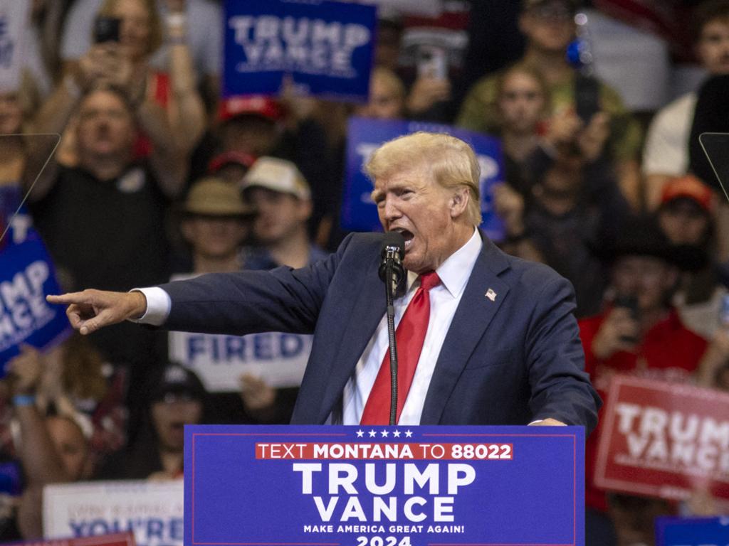 Former US President and Republican presidential candidate Donald Trump speaks during an election campaign rally in Bozeman, Montana. Picture: AFP