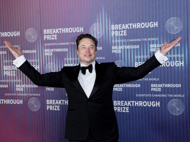 Elon Musk arrives at the Tenth Breakthrough Prize Ceremony at the Academy Museum of Motion Pictures in Los Angeles, California, on April 13, 2024. (Photo by Etienne LAURENT / AFP)