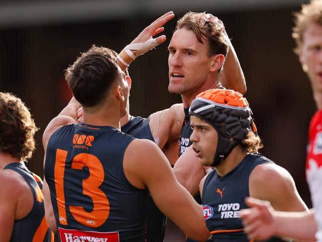 Keeffe kicked an important goal against the Swans but was one of many in the team left shattered when they couldn’t finish off the job. Picture: Dylan Burns/AFL Photos via Getty Images