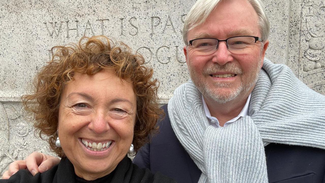 Kevin Rudd with his wife Thérèse Rein outside the National Archives in Washington DC.