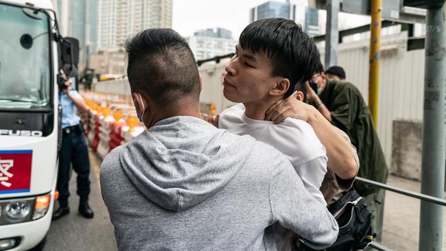 A pro-democracy supporter is arrested in Hong Kong last week. Picture: Getty Images